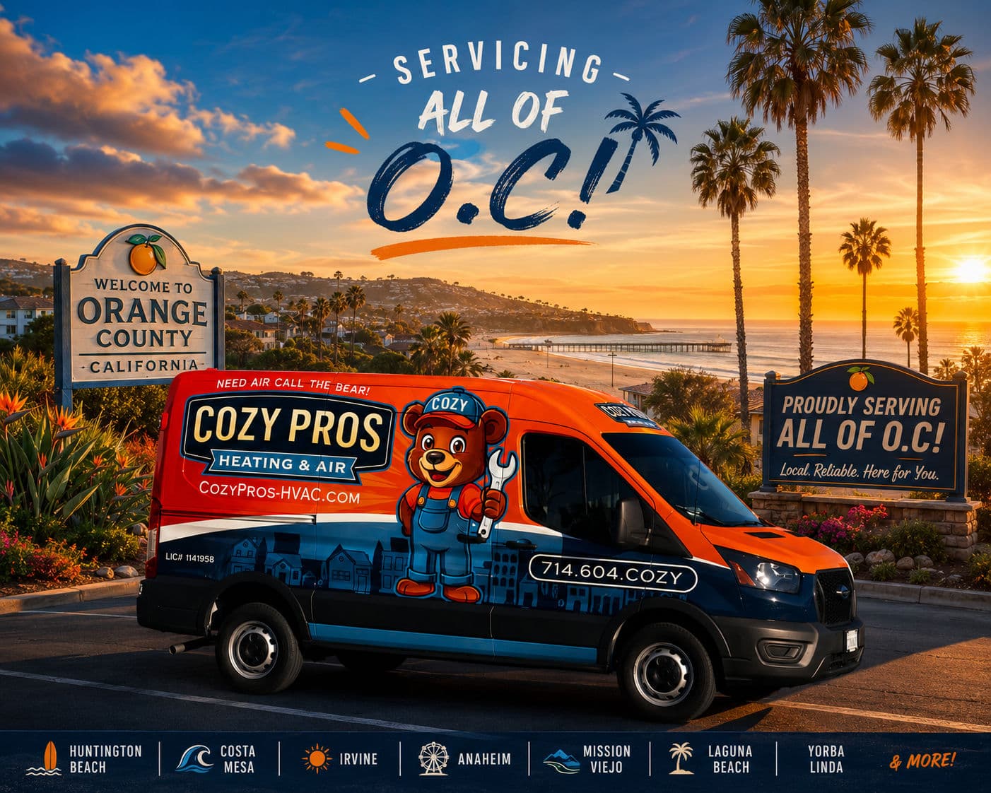 Cozy Pros Heating & Air Serves All of Orange County image